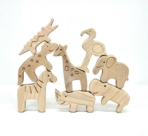 Wooden animal toys - African safari set by Naturally4kidsz.co.uk