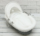 Luxury Moses Basket Padded Grey Wicker Baby Full Set by Kindtokidsuk