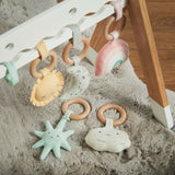 WOODEN Baby Play Gym with 5 Toys