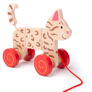 Wooden pull along cat by Naturally4kidsz.co.uk