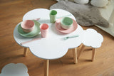 Cute cloud shaped table and 2 stools by kindtokidsuk