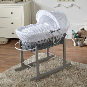 LUXURY BABY WICKER MOSES BASKET SET with Rocking Stand